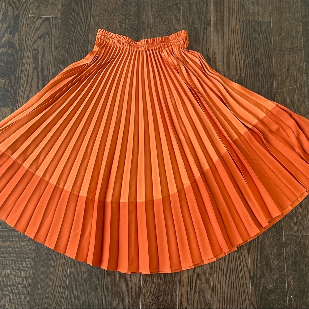 Orange Pleated Women's Skirt